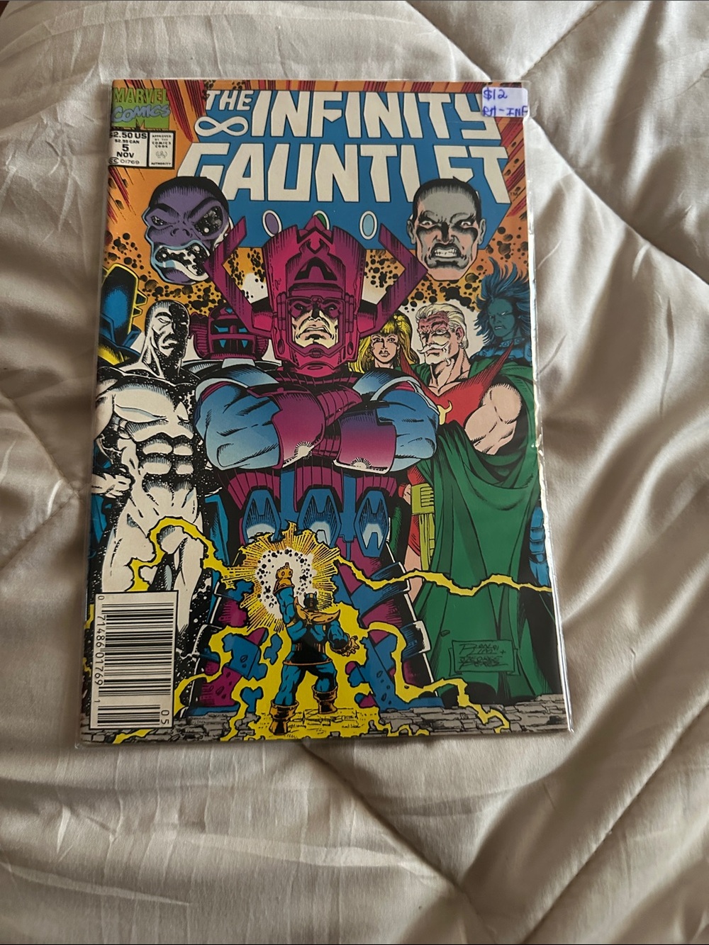Marvel Infinity Gauntlet Art Cover - Blue, Purple, Pink, Green, Yellow, Black